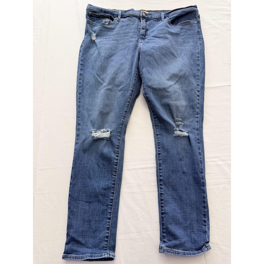 Levis 311 Shaping Skinny Jeans Womens 34 Blue Med Wash Mid Rise Distressed 34x30